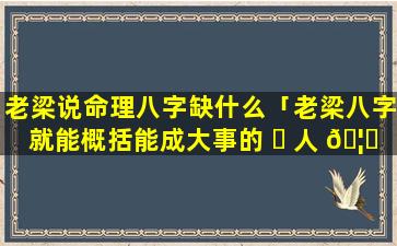 老梁说命理八字缺什么「老梁八字就能概括能成大事的 ☘ 人 🦋 」